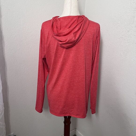 Nike Dri Fit Coral Pink Hooded Athletic Workout Pullover Shirt Women Sz XL - Picture 2 of 8